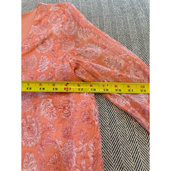 Vince Camuto Womens Pink Paisley Print V-Neck Ruffle Sleeve Sheer Blouse with li - Picture 8 of 11